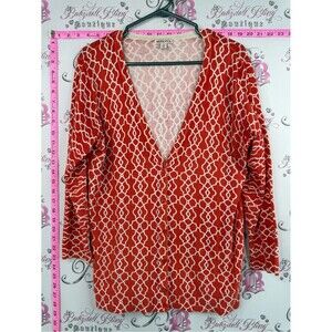 Merona cardigan sweater button up Red and White Geometric Open Cardigan